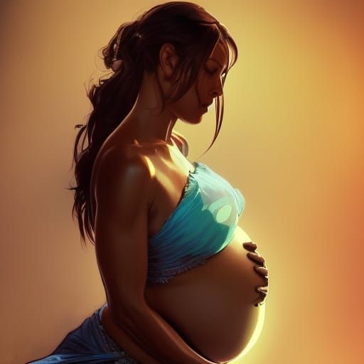 Pregnant Bellies Portrait in Art Nouveau Style