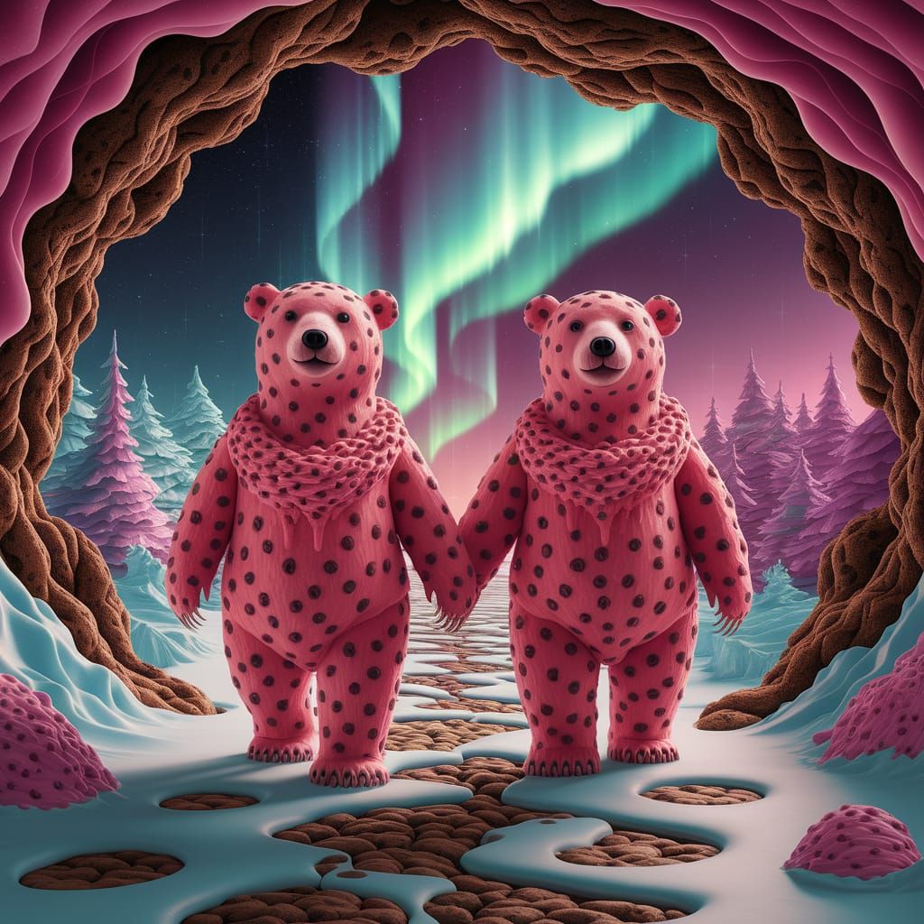 Strawberry Ice Cream Polar Bears in Cookie World