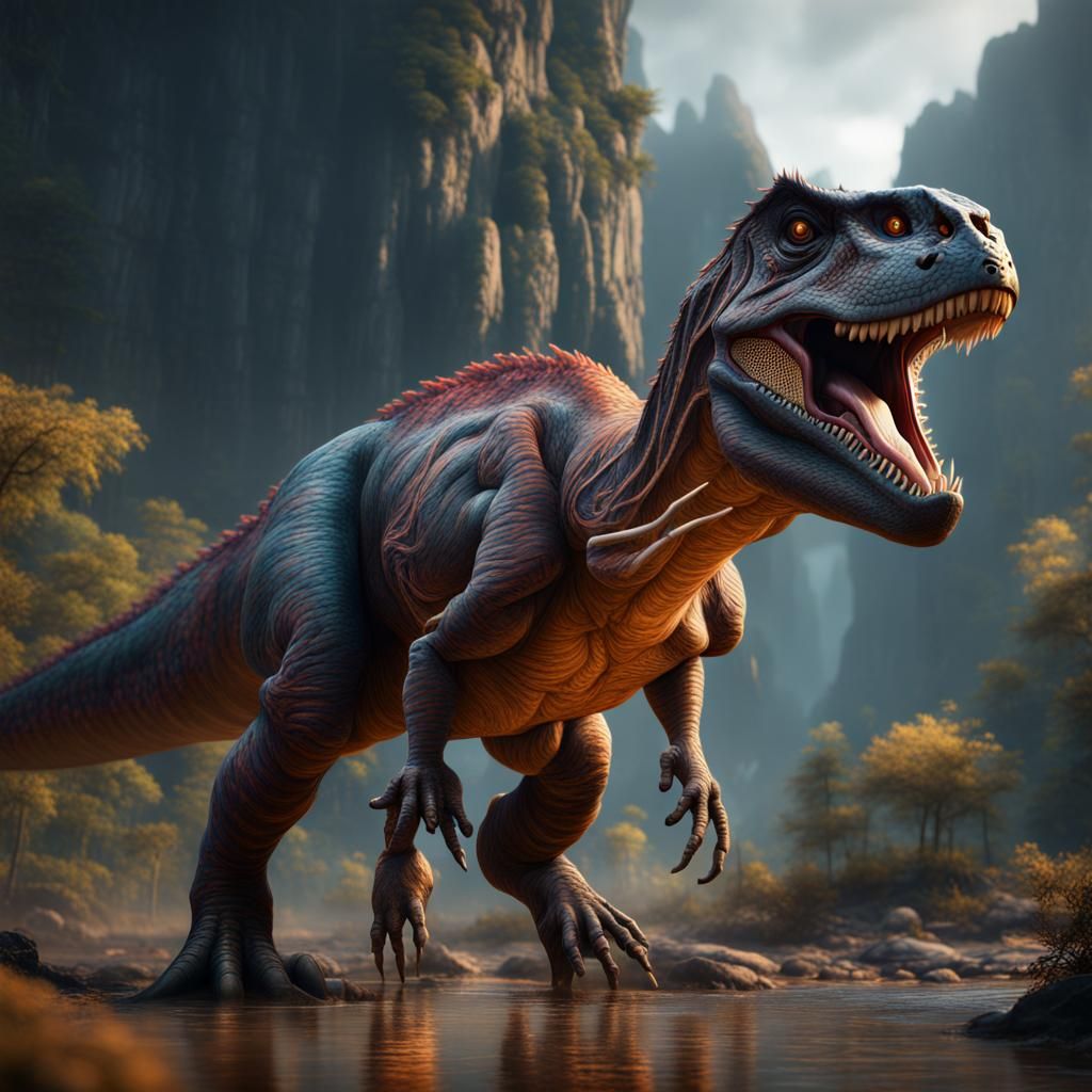Detailed T-Rex Matte Painting in Unreal Engine 5