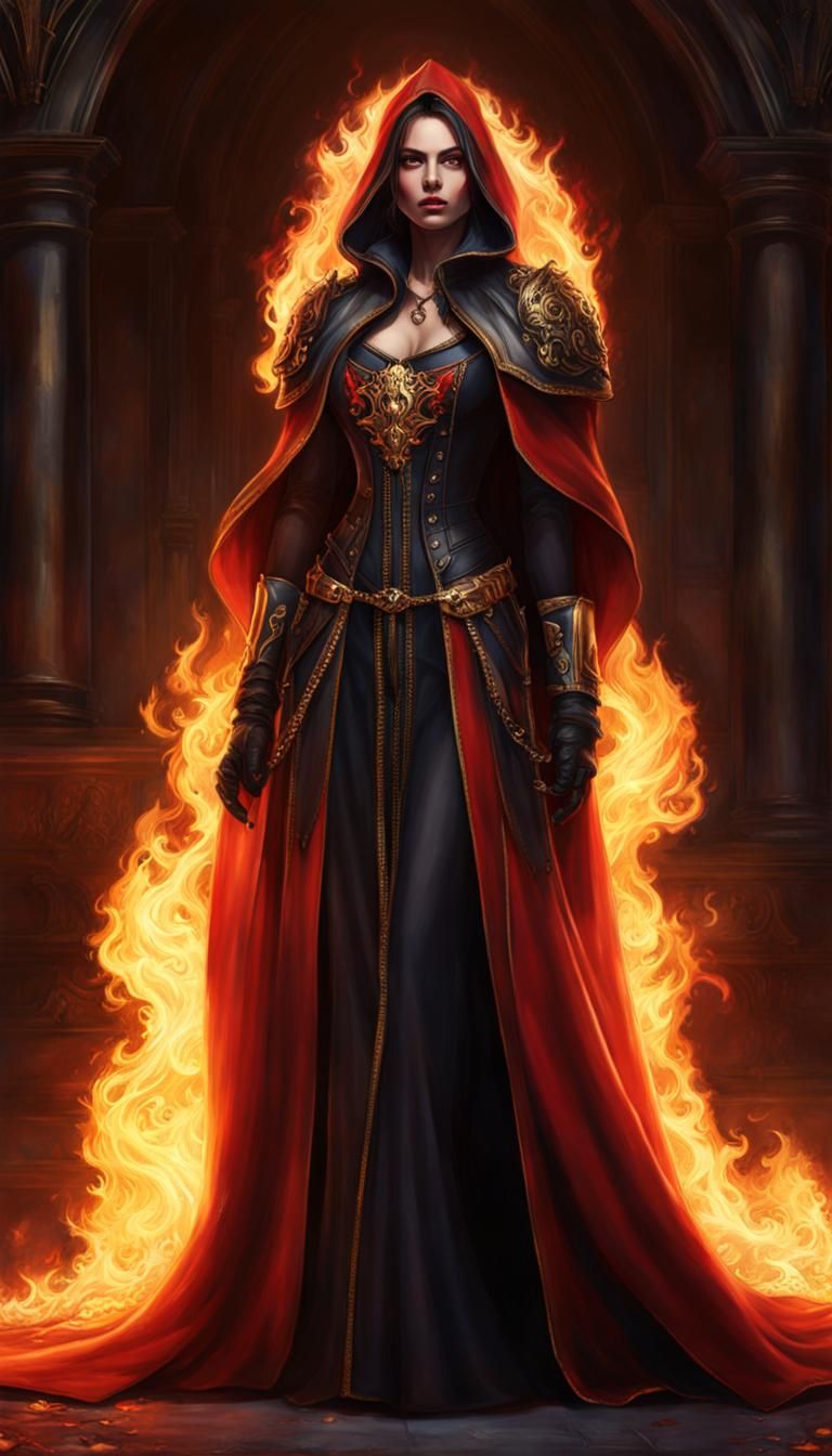 Fiery Warhammer 40k Woman in Photorealistic Style