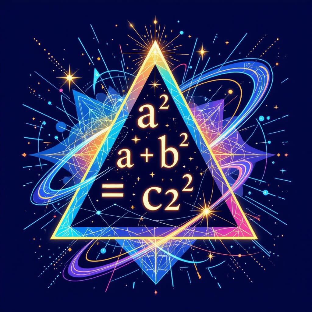 Pythagorean Theorem Visualized in Cosmic Geometric Style