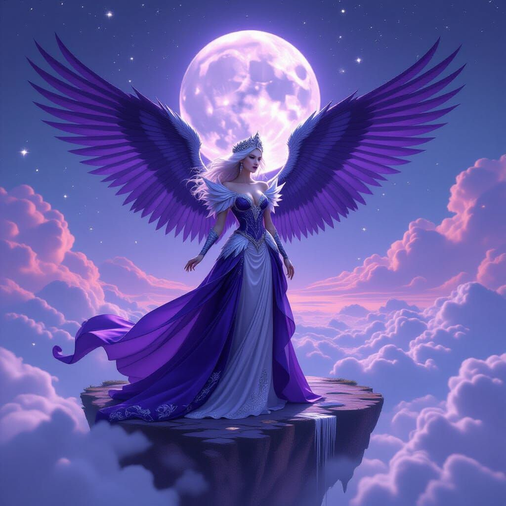 Wind and Shadow Princess on Sky-Island, Hyper-Realistic Fant...