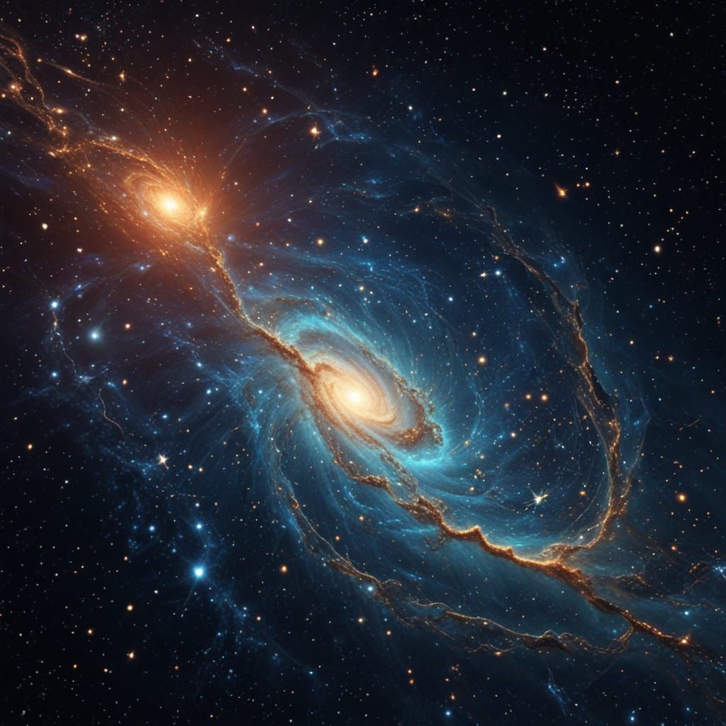 Ethereal Celestial Map of Golden Constellations in Deep Spac...