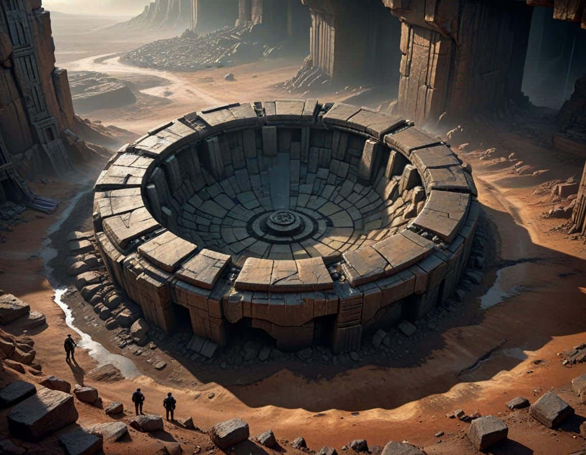 Exiles Gather at Gloomy Well of Souls Sci-Fi Art