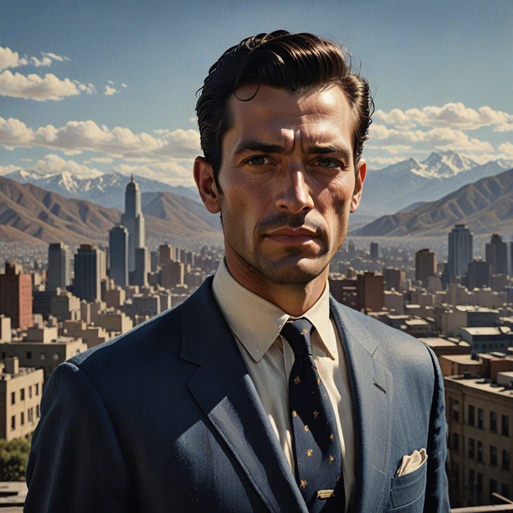 Spanish-Chilean Gentleman Poses in Classic 1957 American Att...