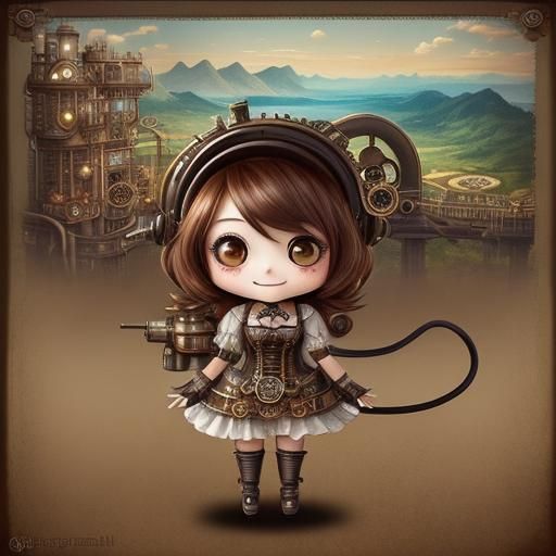Steampunk Chibi Character with Delightful Graphics