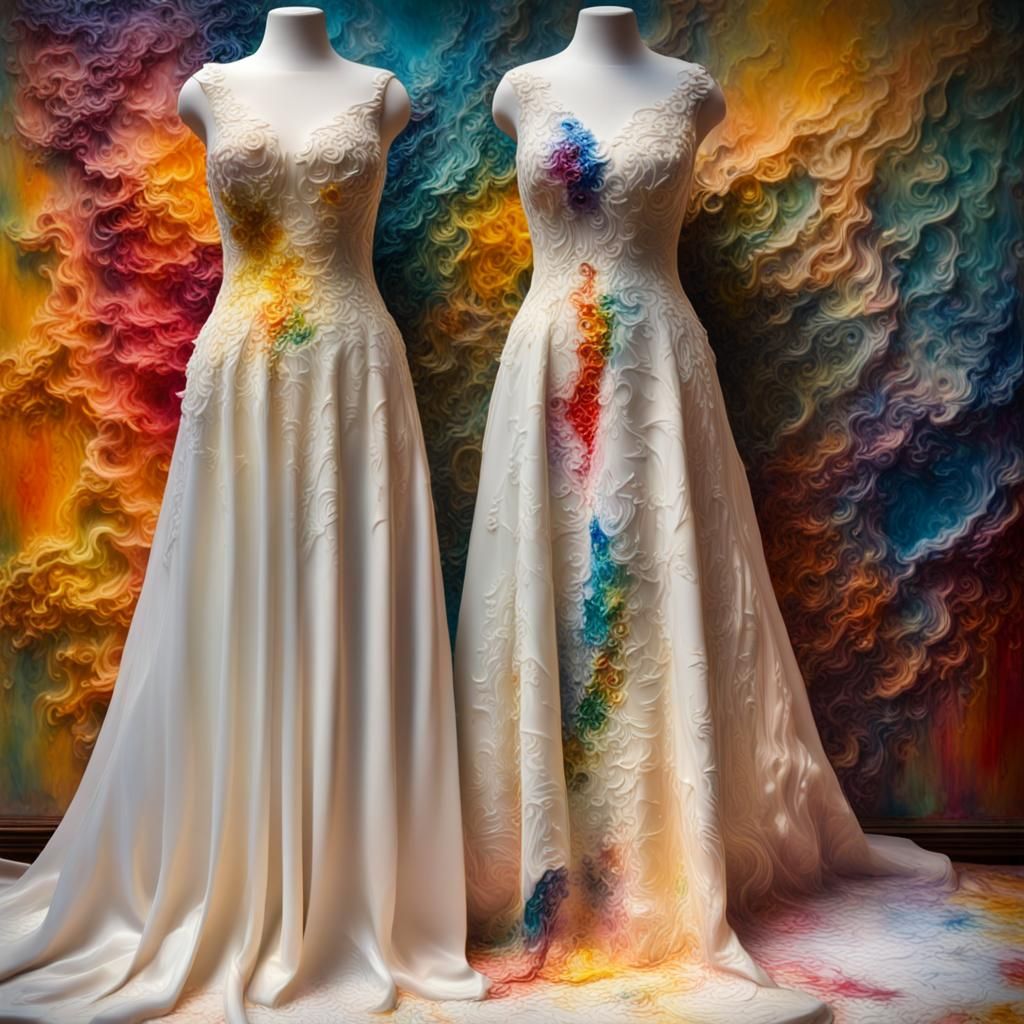 Hyperrealistic Encaustic Wax Wedding Dresses Concept Art