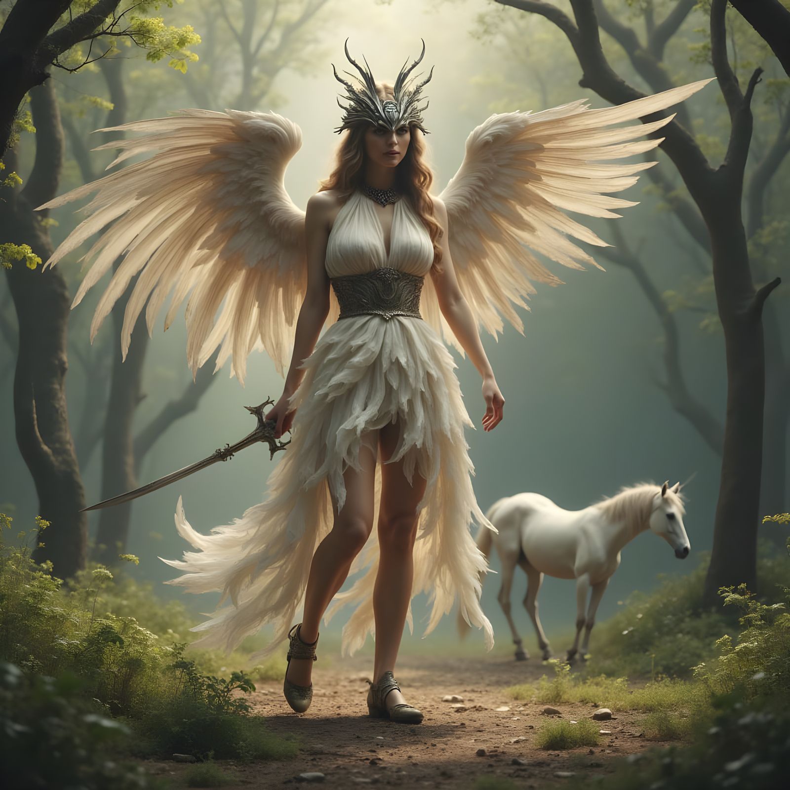 Cyberpunk Paper Dress Warrior in Fantasy Arena