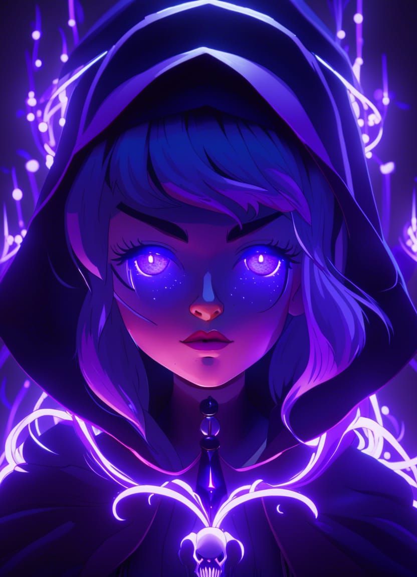 Demonic Nun with Violet Hair, Anime Style