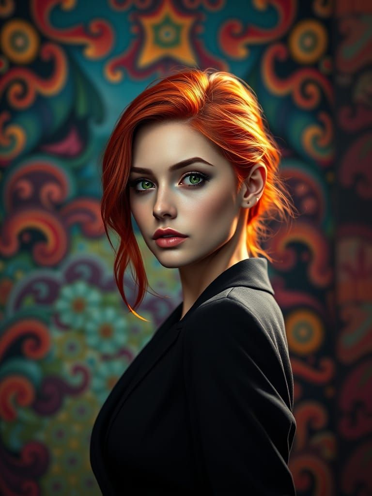 Hyperrealistic Western Woman in Black Blazer