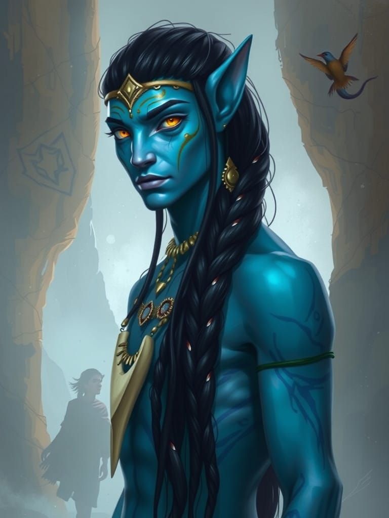 Majestic Blue Na'vi Male with Golden Eyes