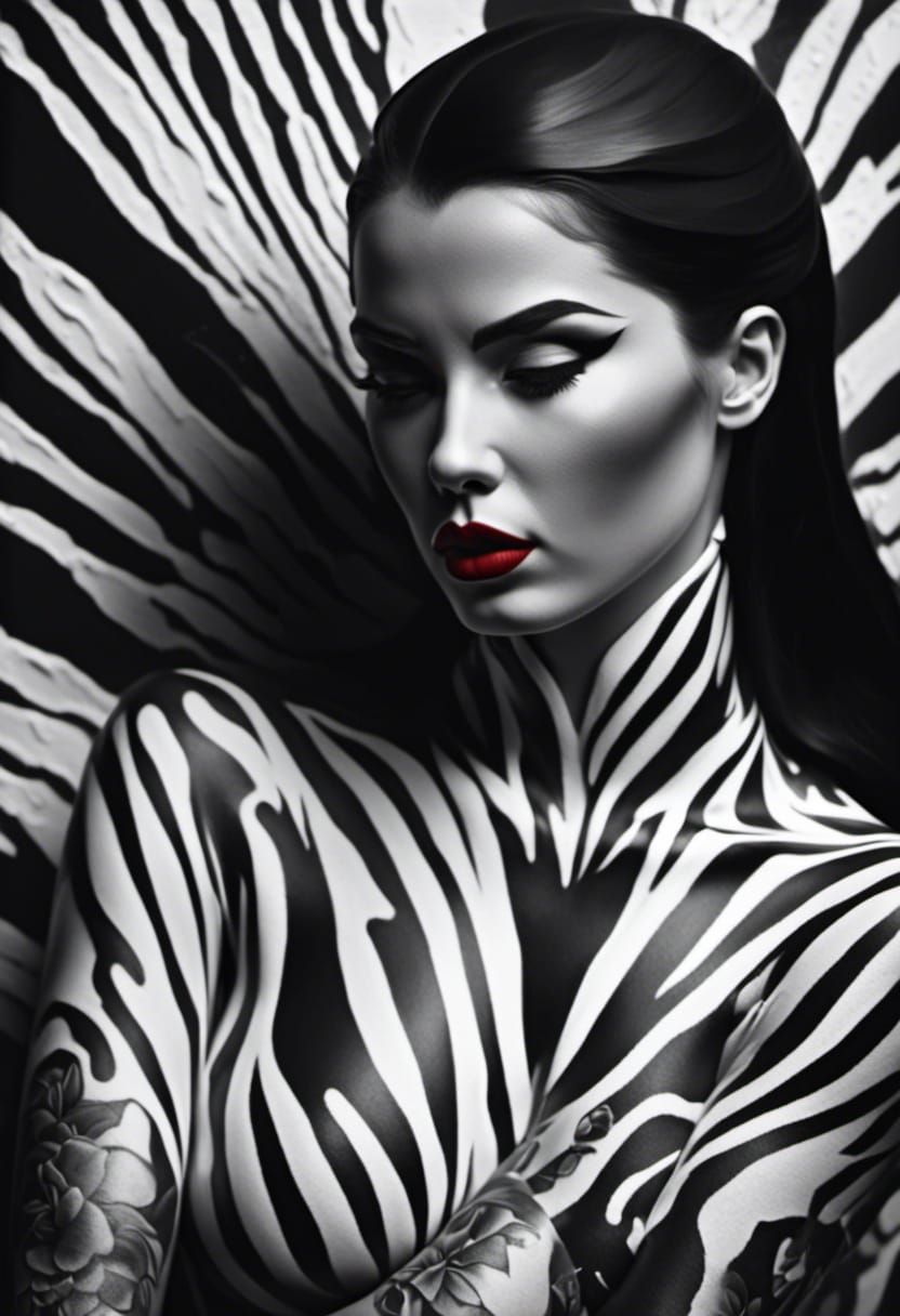 1950s Tattooed Pinup in Hyperreal Oil Painting