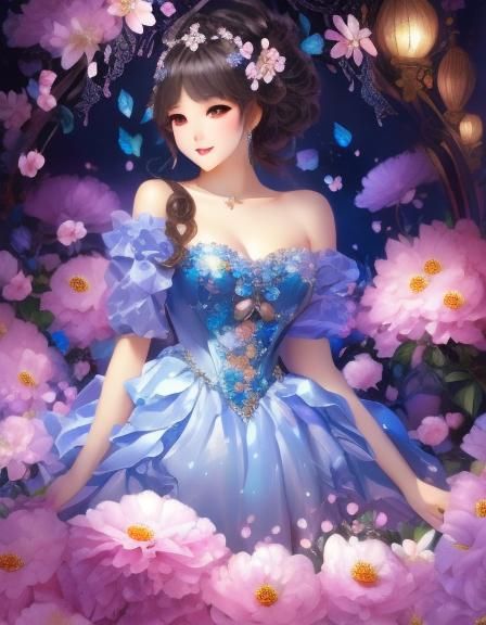 Cinderella at Moonlit Ball in Victorian Style