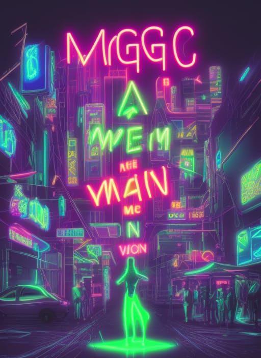 Cyberpunk Magic Man in Neon Style