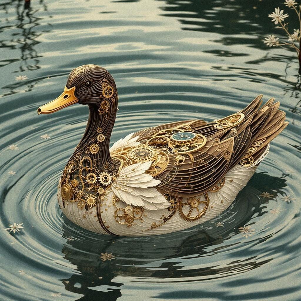 Victorian Mechanical Ornament with Brass Gears and Clockwork