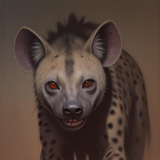 Creepy Hyena with Blood, in Oil Painting Style