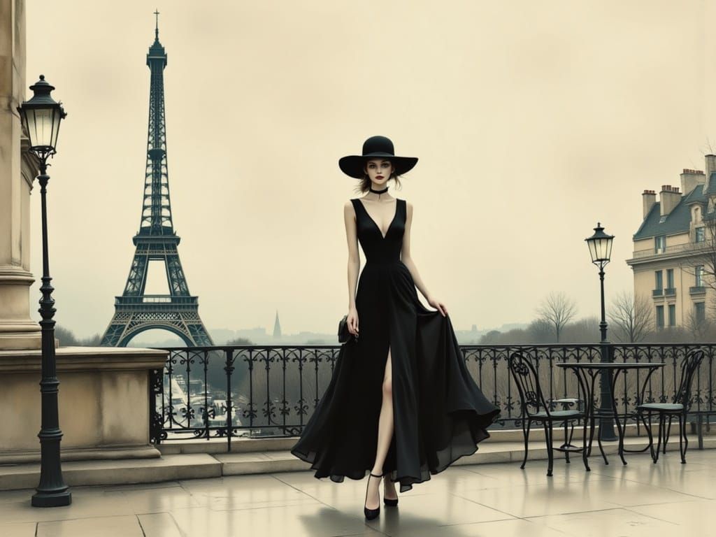 Elegant Woman in Parisian Winter