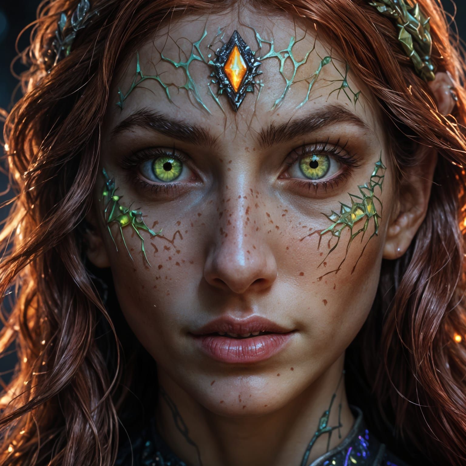 Neon Elf Portrait in Super-Realism Style