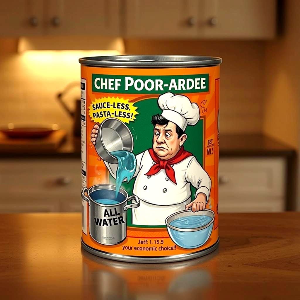 Humorous 'Chef Poor-ardee' Parody Can in Edgy Style