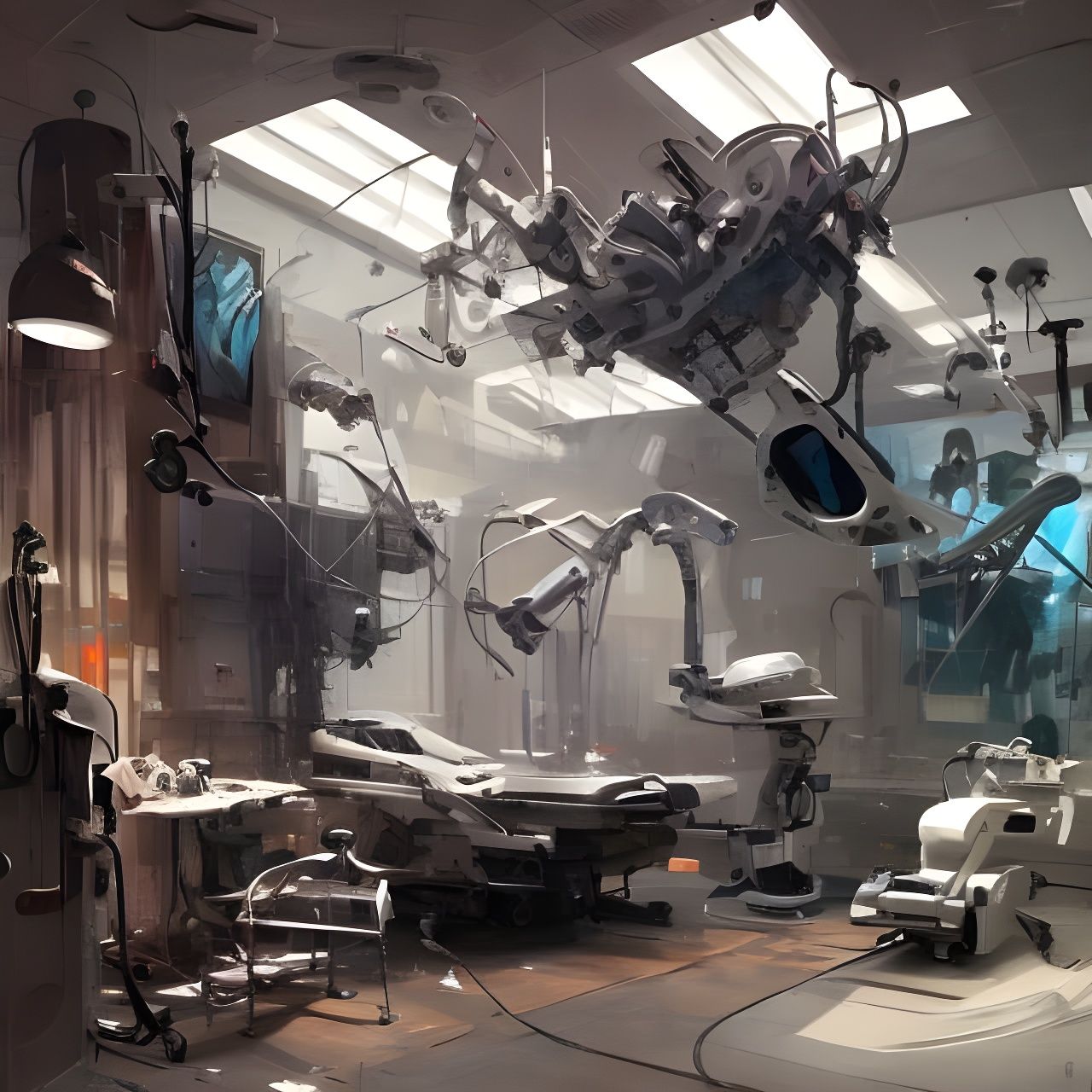 Detailed Surgical Room Interior with Robots