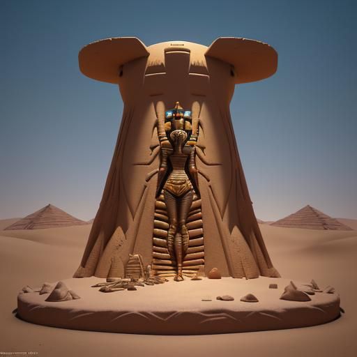 Egyptian Mummy in Desert Tomb: Pixar-style 3D Render