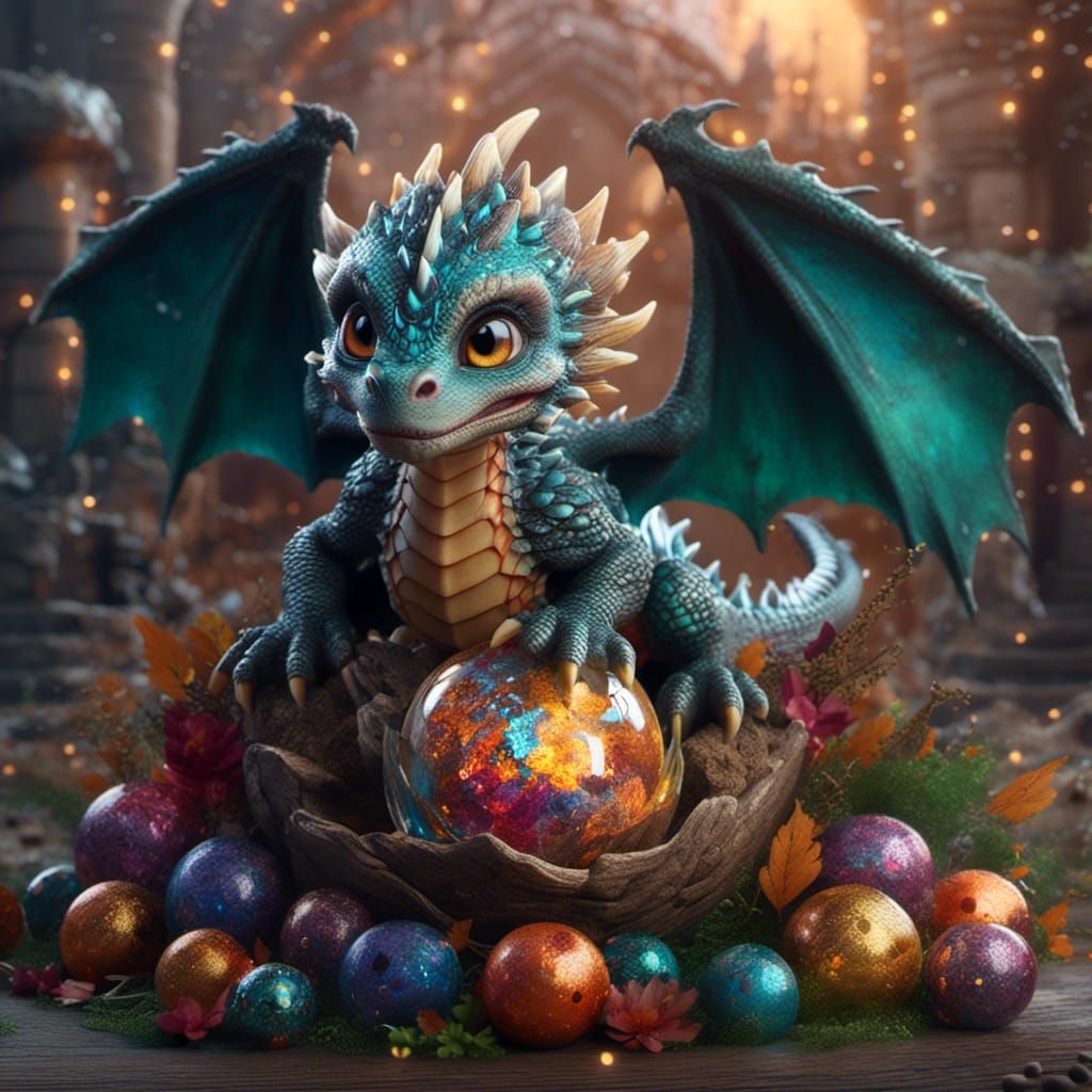 Detailed Baby Dragon Hatchling Concept Art
