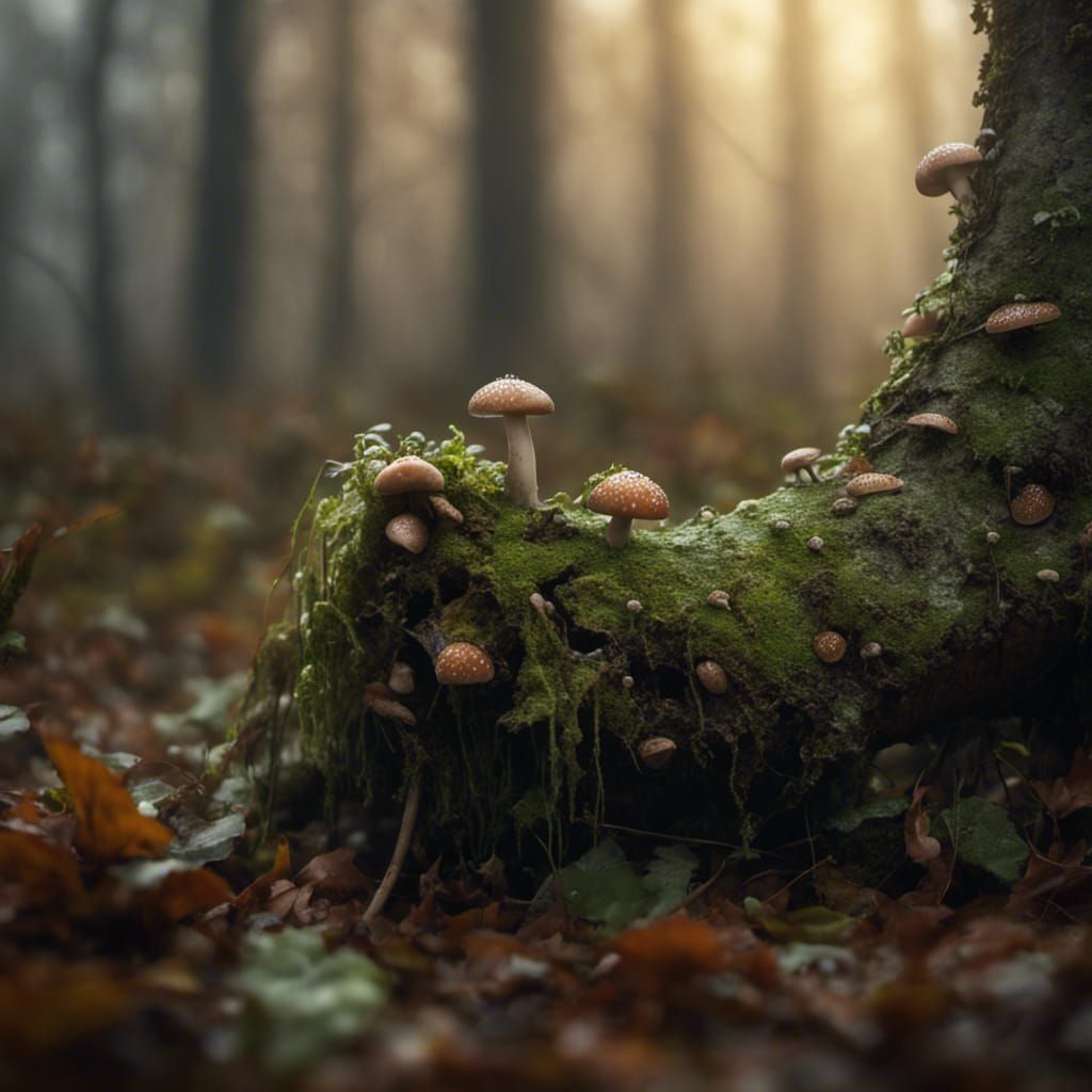 Detailed Macro Photo of Mossy Tree Trunk