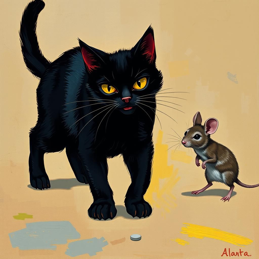 Mischievous Black Cat's Fateful Encounter