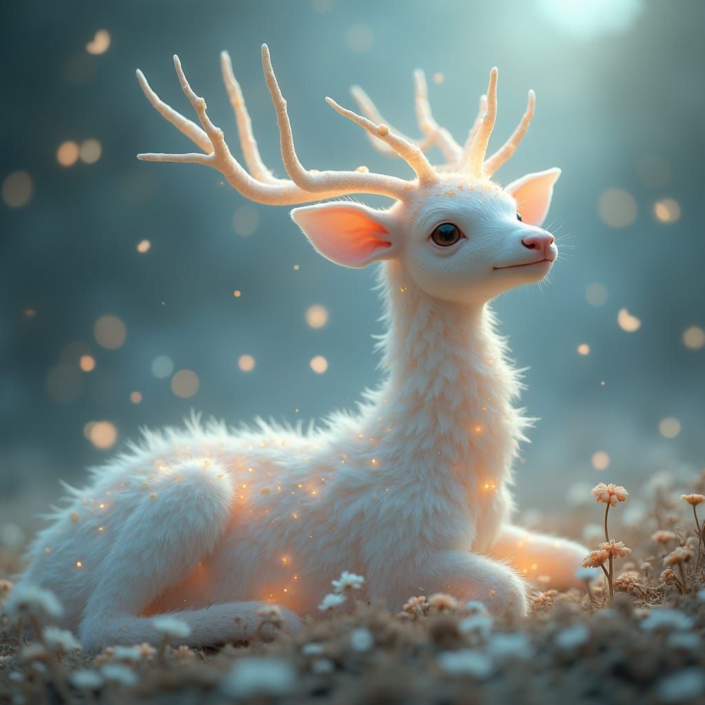 Ethereal Deer-Like Being in a Dreamy Landscape