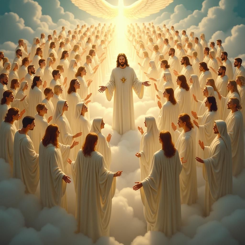 Radiant Jesus Surrounded by Saints and Angels