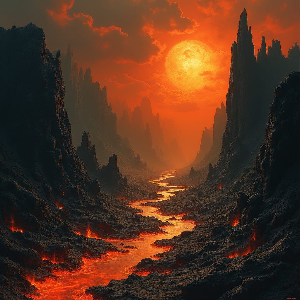 Infernal Landscape in Dark Fantasy Style