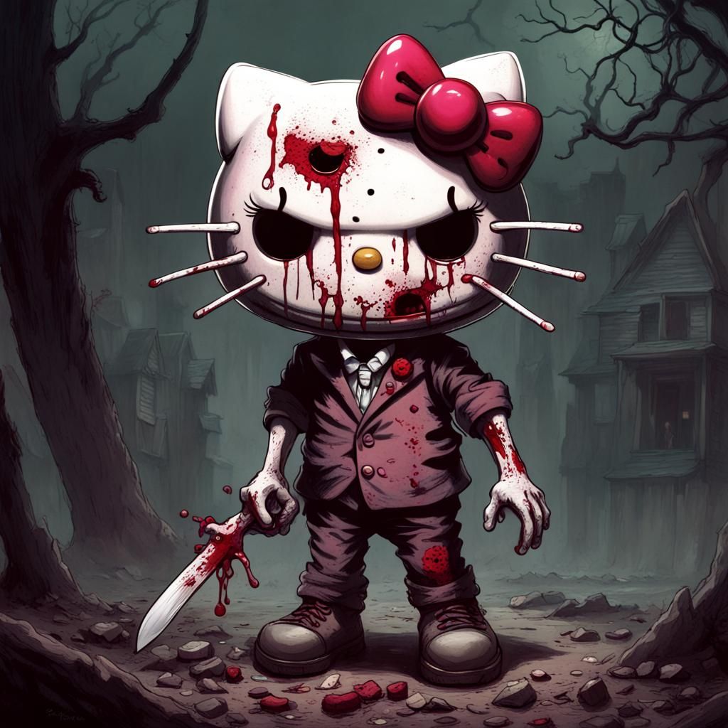 Zombie Hello Kitty Horror Art
