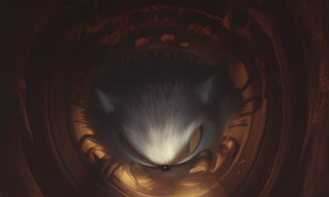 Horror Sonic the Hedgehog in Engraving Style