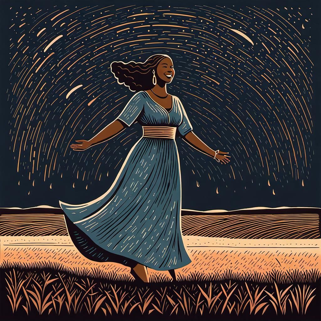 Saint Dancing in Divine Love: Linocut Illustration