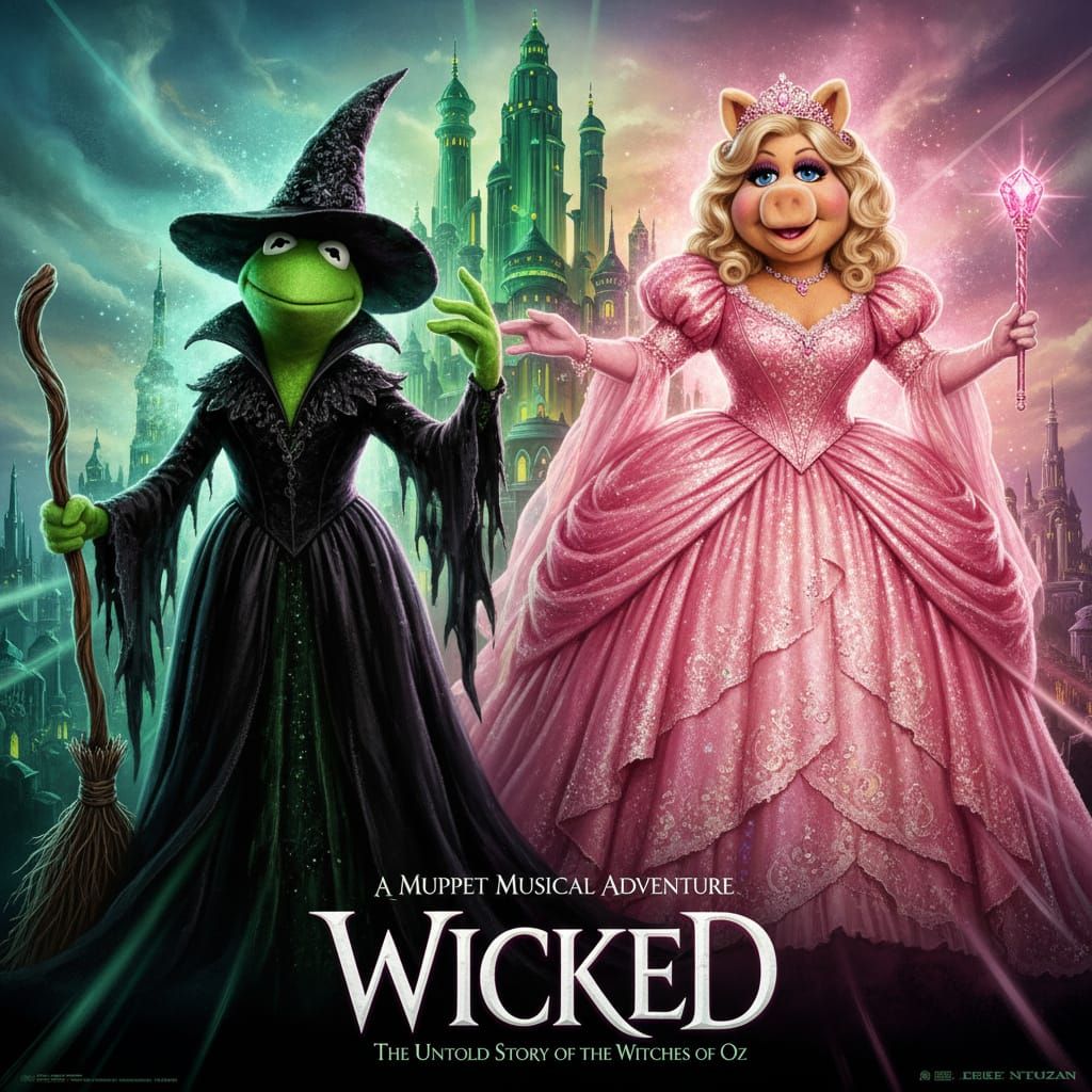 Muppet Elphaba and Glinda in Emerald City