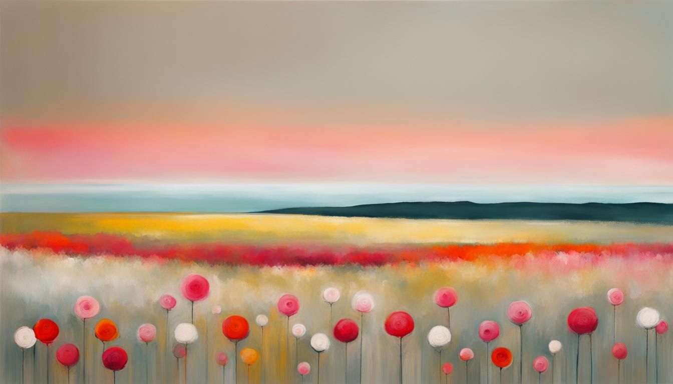 Minimalist Floral Landscape in Abstract Style