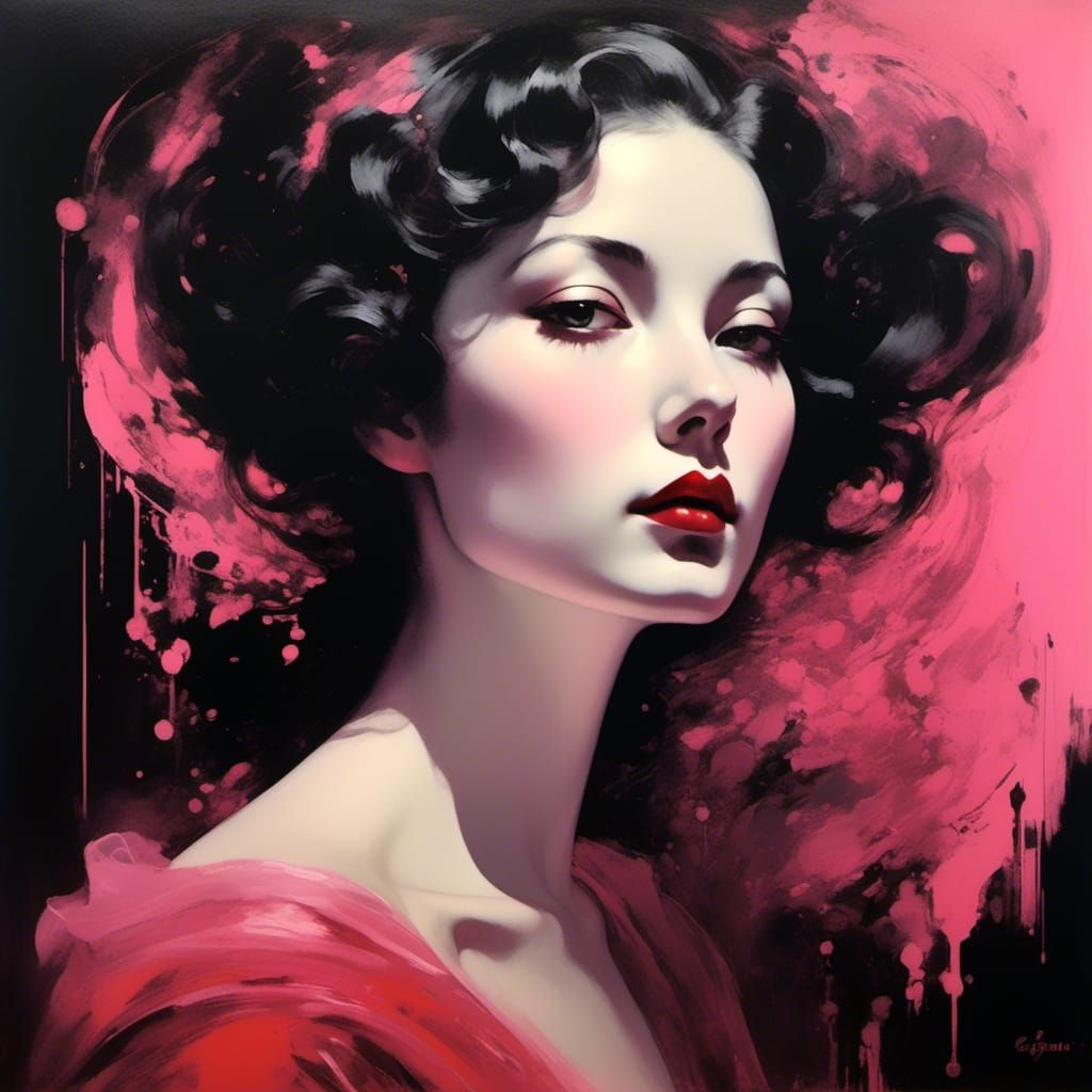 Elegant Noir Female Portrait in Selective Color