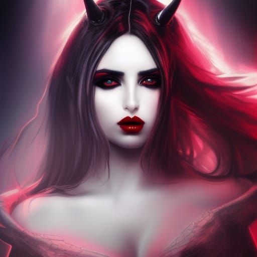 Gothic Devil Ana de Armas in Fantasy Art