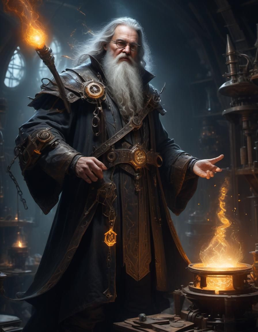 Mechanical Wizard in Wicked Workshop, Digital Art