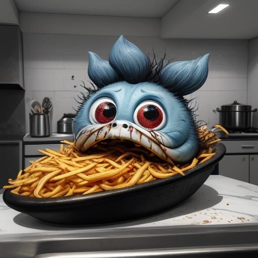 Bacon in Desperate Scream at Cheese, in Whimsical Gothic Sty...