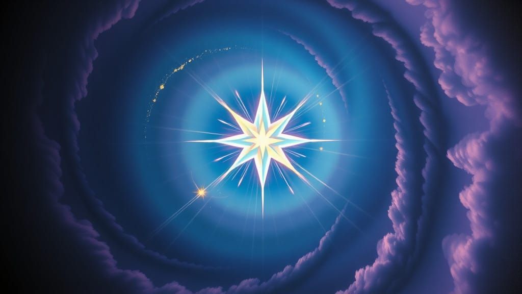 A shining  8 point 100.00"STAR" " HIGH IN THE MIDNIGHT  STAR...