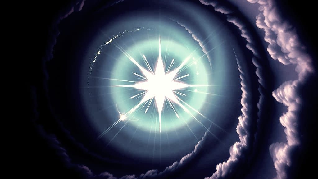 A shining  8 point 100.00"STAR" " HIGH IN THE MIDNIGHT  STAR...