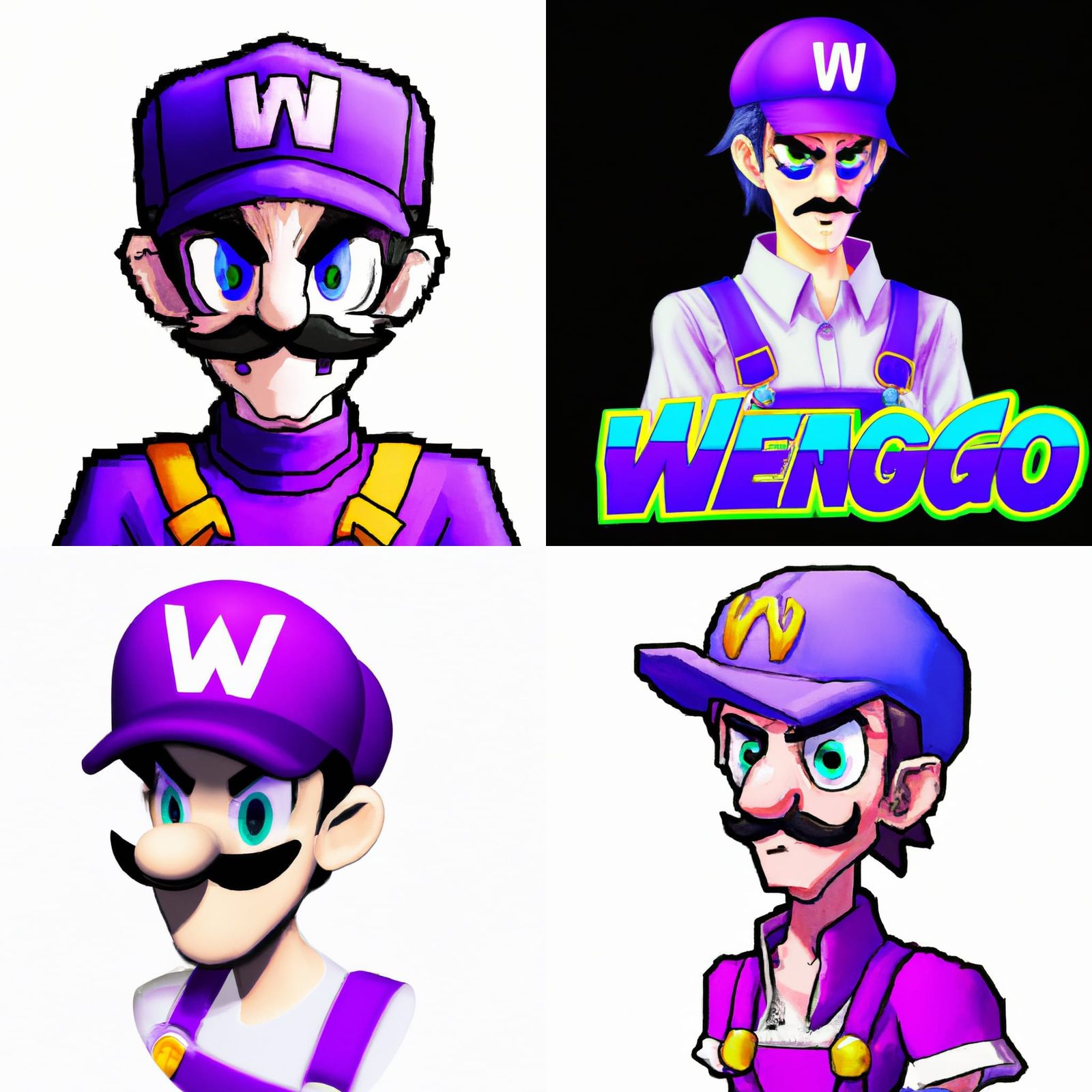 Neon Waluigi in Futuristic Style