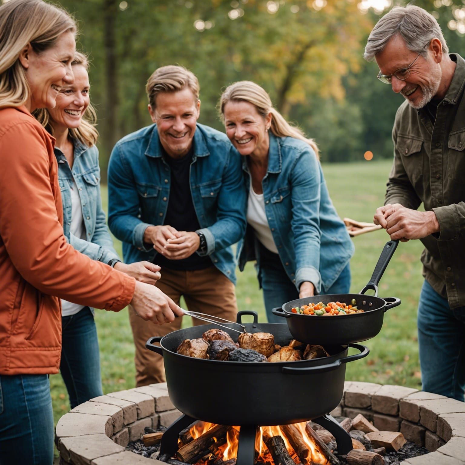 Family Celebrates Dutch Oven Cooking: Professional Photograp...