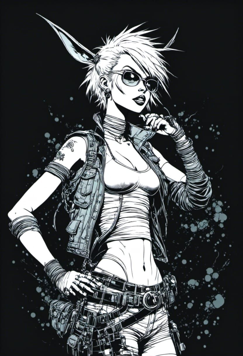 Tank girl art style of jamie hewlett <lora:Comic Style:1.0> ...