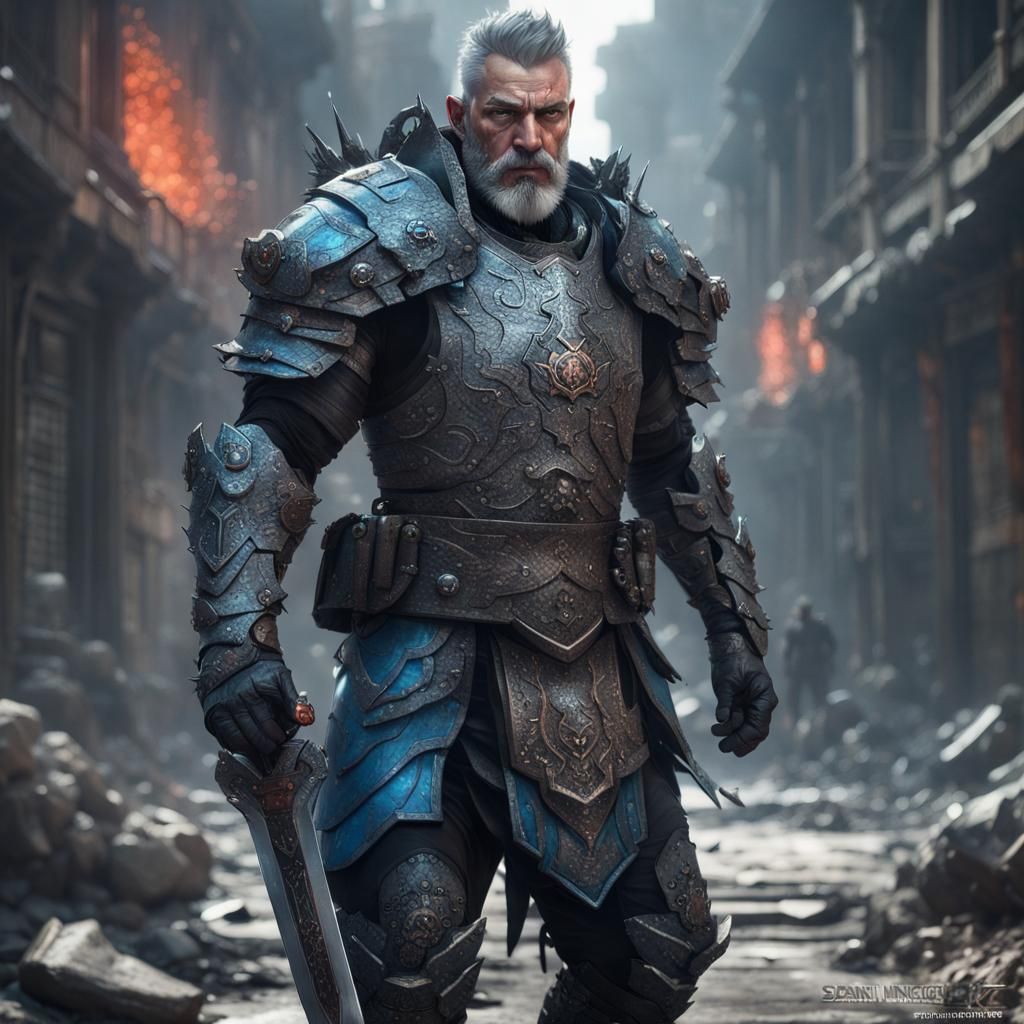 Male Warrior in Nanosuit Armor: Detailed Digital Art