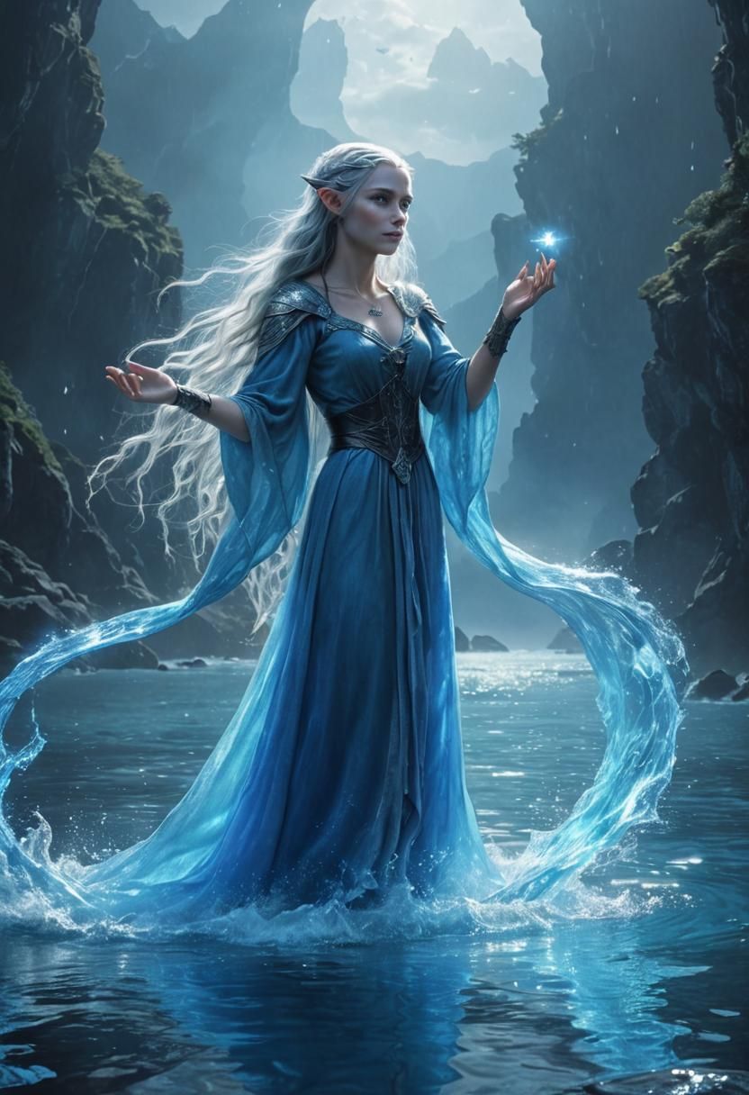Beautiful Elf of Lorien in Blue Light