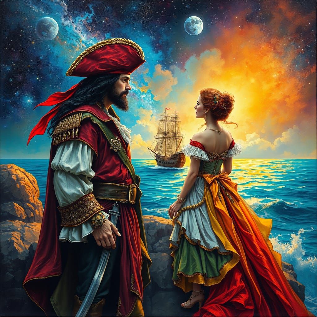Pirate King and Queen, Volumetric Impasto Oil Painting