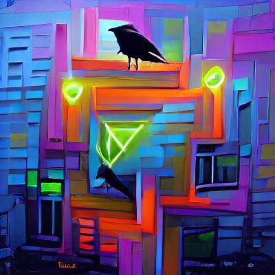 Neon Geometric Crow Concept Art