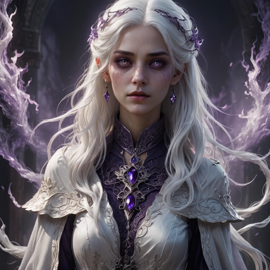 Ethereal Girl with White Hair: Fantasy Art